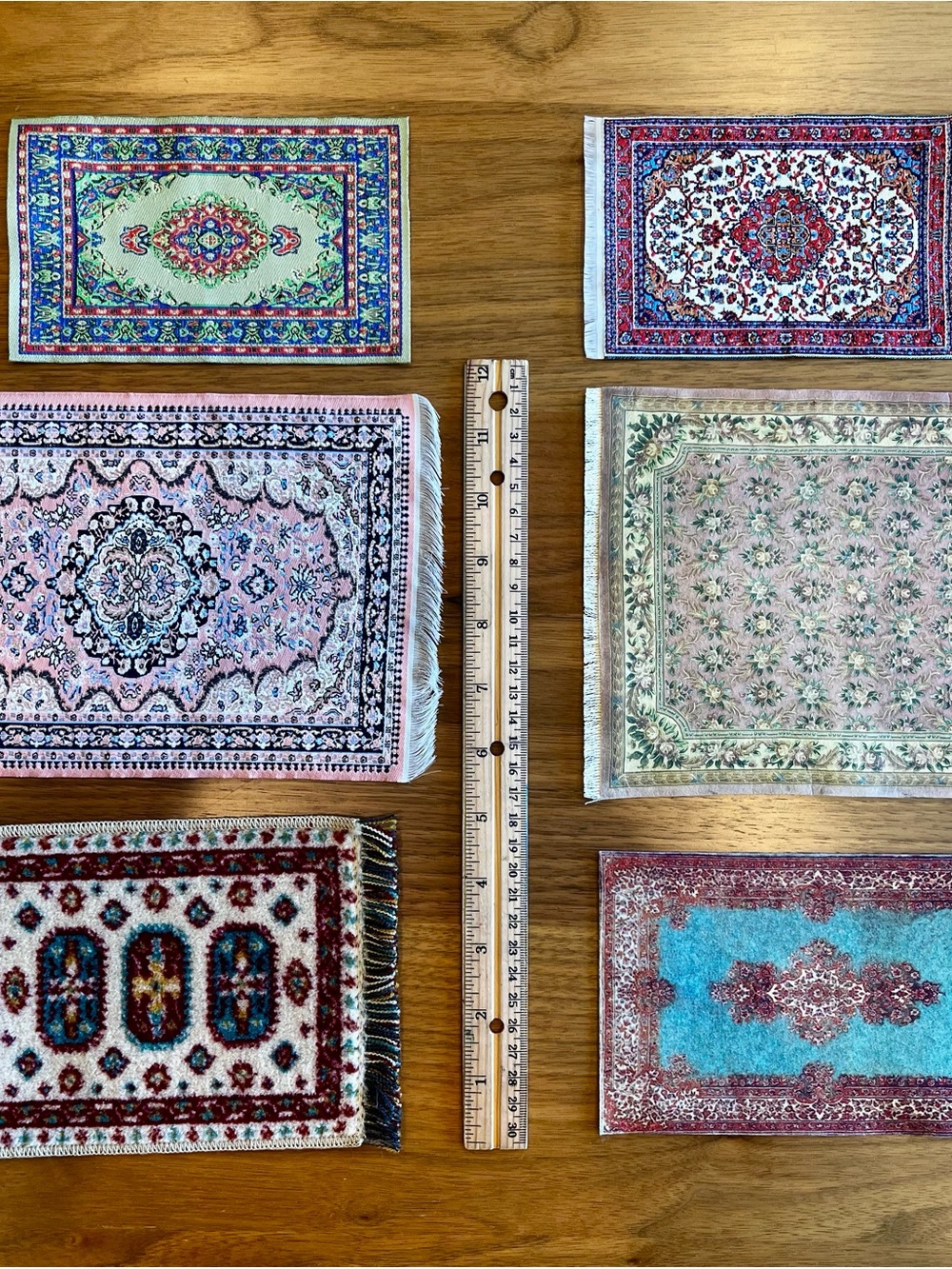 Miniature Decorative Area Rugs Set (6) for Dollhouse